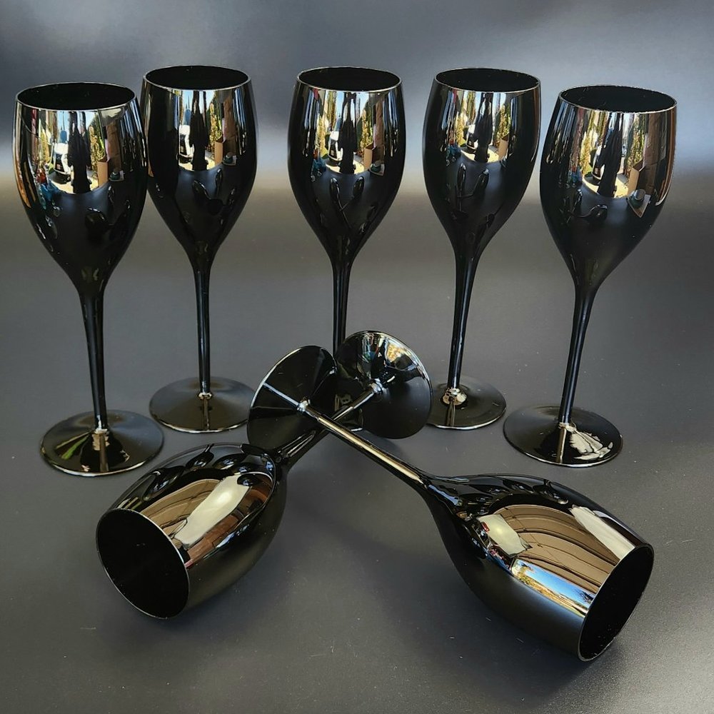 Vintage - Elegance Elegant Midnight Black by MIKASA - Wine Glasses - Set of 7